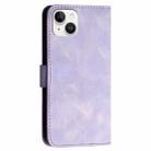 For iPhone 14 Plus YX0080 Grid Butterfly Embossed Pattern Flip Leather Phone Case with Lanyard(Light Purple) - 3