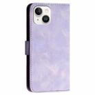 For iPhone 14 YX0080 Grid Butterfly Embossed Pattern Flip Leather Phone Case with Lanyard(Light Purple) - 3