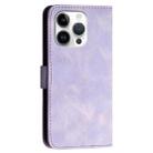 For iPhone 13 Pro YX0080 Grid Butterfly Embossed Pattern Flip Leather Phone Case with Lanyard(Light Purple) - 3