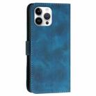 For iPhone 12 Pro Max YX0080 Grid Butterfly Embossed Pattern Flip Leather Phone Case with Lanyard(Dark Blue) - 3