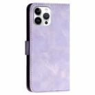 For iPhone 12 Pro Max YX0080 Grid Butterfly Embossed Pattern Flip Leather Phone Case with Lanyard(Light Purple) - 3