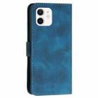 For iPhone 12 mini YX0080 Grid Butterfly Embossed Pattern Flip Leather Phone Case with Lanyard(Dark Blue) - 3