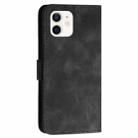 For iPhone 12 mini YX0080 Grid Butterfly Embossed Pattern Flip Leather Phone Case with Lanyard(Black) - 3