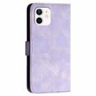 For iPhone 12 mini YX0080 Grid Butterfly Embossed Pattern Flip Leather Phone Case with Lanyard(Light Purple) - 3