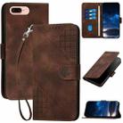 For iPhone 8 Plus / 7 Plus YX0080 Grid Butterfly Embossed Pattern Flip Leather Phone Case with Lanyard(Coffee) - 1