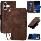 For iPhone 17 YX0080 Grid Butterfly Embossed Pattern Flip Leather Phone Case with Lanyard(Coffee) - 1