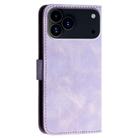 For iPhone 17 Pro Max YX0080 Grid Butterfly Embossed Pattern Flip Leather Phone Case with Lanyard(Light Purple) - 3