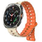 For Samsung Galaxy Watch Ultra 47mm Reverse Buckle Two Color Magnetic Silicone Watch Band(Starlight+Orange) - 1