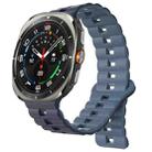 For Samsung Galaxy Watch Ultra 47mm Reverse Buckle Two Color Magnetic Silicone Watch Band(Dark Blue+Light Blue) - 1