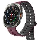 For Samsung Galaxy Watch Ultra 47mm Reverse Buckle Two Color Magnetic Silicone Watch Band(Wine Red+Black) - 1