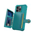 For iPhone 15 Pro Max Magnetic Wallet Card Bag Leather Phone Case(Cyan) - 3