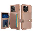 For iPhone 15 Pro Magnetic Wallet Card Bag Leather Phone Case(Rose Gold) - 1