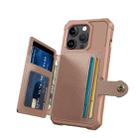 For iPhone 15 Pro Magnetic Wallet Card Bag Leather Phone Case(Rose Gold) - 3