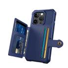 For iPhone 15 Pro Magnetic Wallet Card Bag Leather Phone Case(Blue) - 3