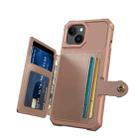 For iPhone 15 Plus Magnetic Wallet Card Bag Leather Phone Case(Rose Gold) - 3