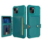 For iPhone 15 Plus Magnetic Wallet Card Bag Leather Phone Case(Cyan) - 1