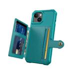 For iPhone 15 Plus Magnetic Wallet Card Bag Leather Phone Case(Cyan) - 3