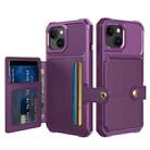 For iPhone 15 Plus Magnetic Wallet Card Bag Leather Phone Case(Purple) - 1