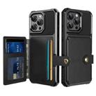 For iPhone 16 Pro Max Magnetic Wallet Card Bag Leather Phone Case(Black) - 1