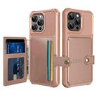 For iPhone 16 Pro Max Magnetic Wallet Card Bag Leather Phone Case(Rose Gold) - 1