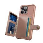 For iPhone 16 Pro Max Magnetic Wallet Card Bag Leather Phone Case(Rose Gold) - 3