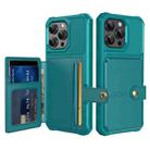 For iPhone 16 Pro Max Magnetic Wallet Card Bag Leather Phone Case(Cyan) - 1