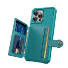 For iPhone 16 Pro Max Magnetic Wallet Card Bag Leather Phone Case(Cyan) - 3