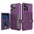 For iPhone 16 Pro Max Magnetic Wallet Card Bag Leather Phone Case(Purple) - 1