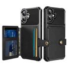 For iPhone 16 Plus Magnetic Wallet Card Bag Leather Phone Case(Black) - 1