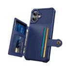 For iPhone 16 Plus Magnetic Wallet Card Bag Leather Phone Case(Blue) - 3