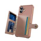 For iPhone 16 Plus Magnetic Wallet Card Bag Leather Phone Case(Rose Gold) - 3