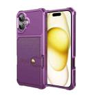 For iPhone 16 Plus Magnetic Wallet Card Bag Leather Phone Case(Purple) - 2