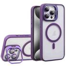 For iPhone 15 Pro U1 Invisible Lens Holder Acrylic + TPU MagSafe Magnetic Phone Case(Dark Purple) - 1