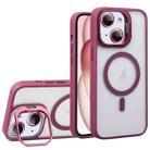 For iPhone 15 U1 Invisible Lens Holder Acrylic + TPU MagSafe Magnetic Phone Case(Wine Red) - 1