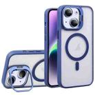 For iPhone 14 Plus U1 Invisible Lens Holder Acrylic + TPU MagSafe Magnetic Phone Case(Dark Blue) - 1