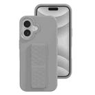 For iPhone 16 Liquid Silicone Holder Phone Case(Titanium Grey) - 1