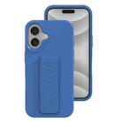 For iPhone 16 Plus Liquid Silicone Holder Phone Case(Navy Blue) - 1