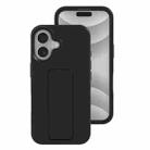 For iPhone 16 Plus Liquid Silicone Holder Phone Case(Black) - 1