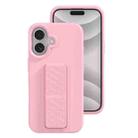 For iPhone 16 Plus Liquid Silicone Holder Phone Case(Pink) - 1