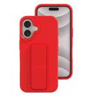 For iPhone 16 Plus Liquid Silicone Holder Phone Case(Red) - 1