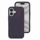 For iPhone 16 Plus Liquid Silicone Holder Phone Case(Dark Purple) - 1