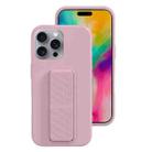 For iPhone 16 Pro Liquid Silicone Holder Phone Case(Sand Pink) - 1