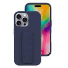 For iPhone 16 Pro Liquid Silicone Holder Phone Case(Midnight Blue) - 1