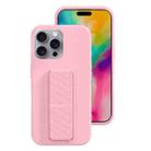 For iPhone 16 Pro Liquid Silicone Holder Phone Case(Pink) - 1