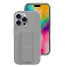 For iPhone 16 Pro Liquid Silicone Holder Phone Case(Titanium Grey) - 1