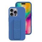 For iPhone 16 Pro Max Liquid Silicone Holder Phone Case(Navy Blue) - 1