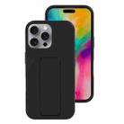 For iPhone 16 Pro Max Liquid Silicone Holder Phone Case(Black) - 1