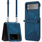 For Samsung Galaxy Z Flip4 Dream Triangle Folding Leather Phone Case with Lanyard(Blue) - 1