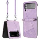 For Samsung Galaxy Z Flip4 Dream Triangle Folding Leather Phone Case with Lanyard(Purple) - 1