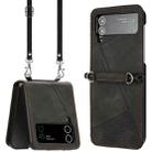 For Samsung Galaxy Z Flip4 Dream Triangle Folding Leather Phone Case with Lanyard(Black) - 1